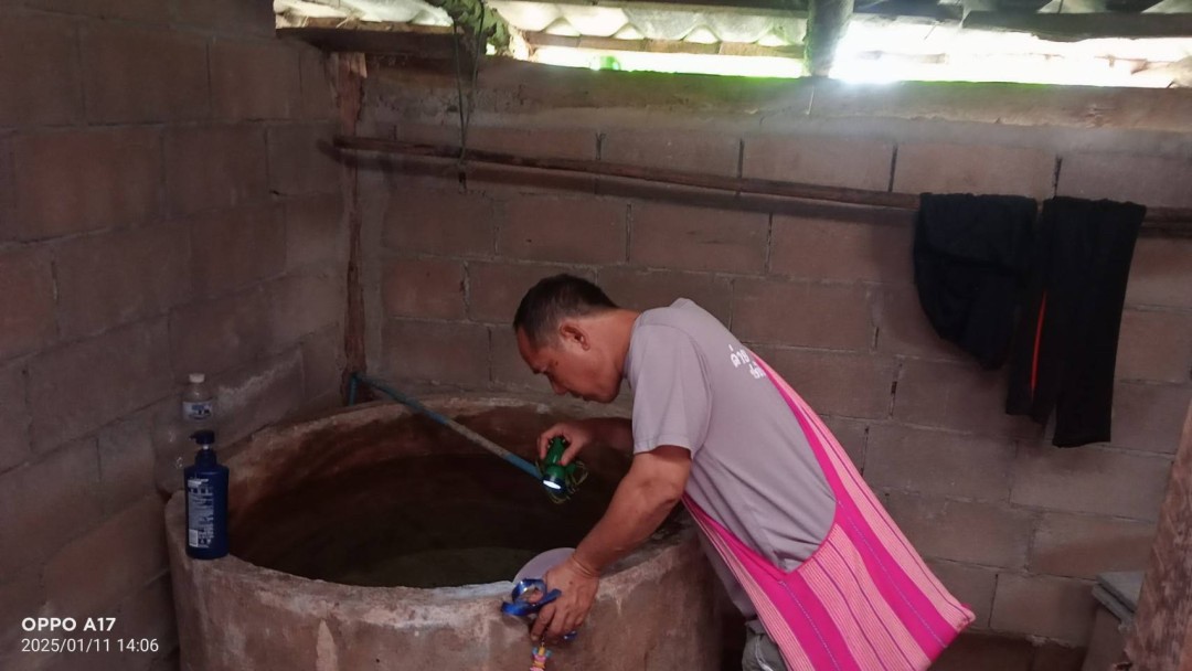 8-9/1/68 รพ.สต.บ้านสันป่าไร่ร่วมกับอาสาสมัครสาธารณสุขหมู่ที่2,3,5,6และ7 สำรวจและทำลายแหล่งเพาะพันธ์ลูกน้ำยุงลาย รอบที่ 1 เดือนมกราคม 2568