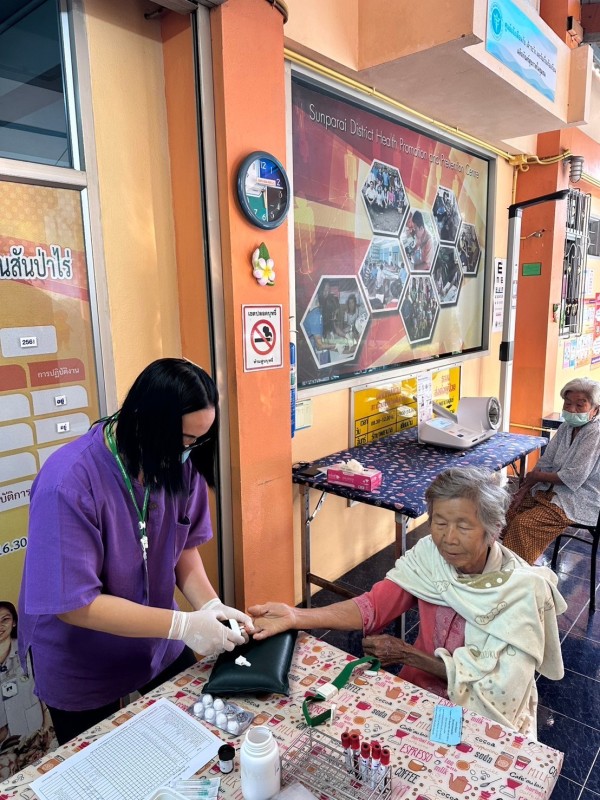 18 ก.พ.68 รพ.สต.บ้านสันป่าไร่ ให้บริการเจาะเลือด,วัดความดันโลหิต ผู้ป่วยโรคความดันโลหิตสูง (กลุ่ม2) 
