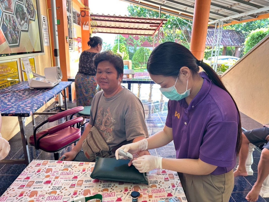 22 เม.ย.68 รพ.สต.บ้านสันป่าไร่ เจาะเลือดผู้ป่วยโรคเบาหวาน จำนวน 21 ราย