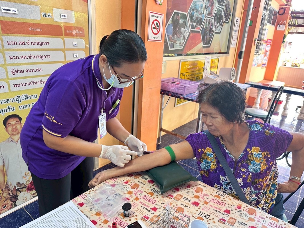 20 พ.ค.68 รพ.สต.บ้านสันป่าไร่ วัดความดันโลหิต ผู้ป่วยโรคความดันโลหิตสูง (กลุ่ม 2) จำนวน 48 ราย และเจาะเลือด จำนวน 19 ราย