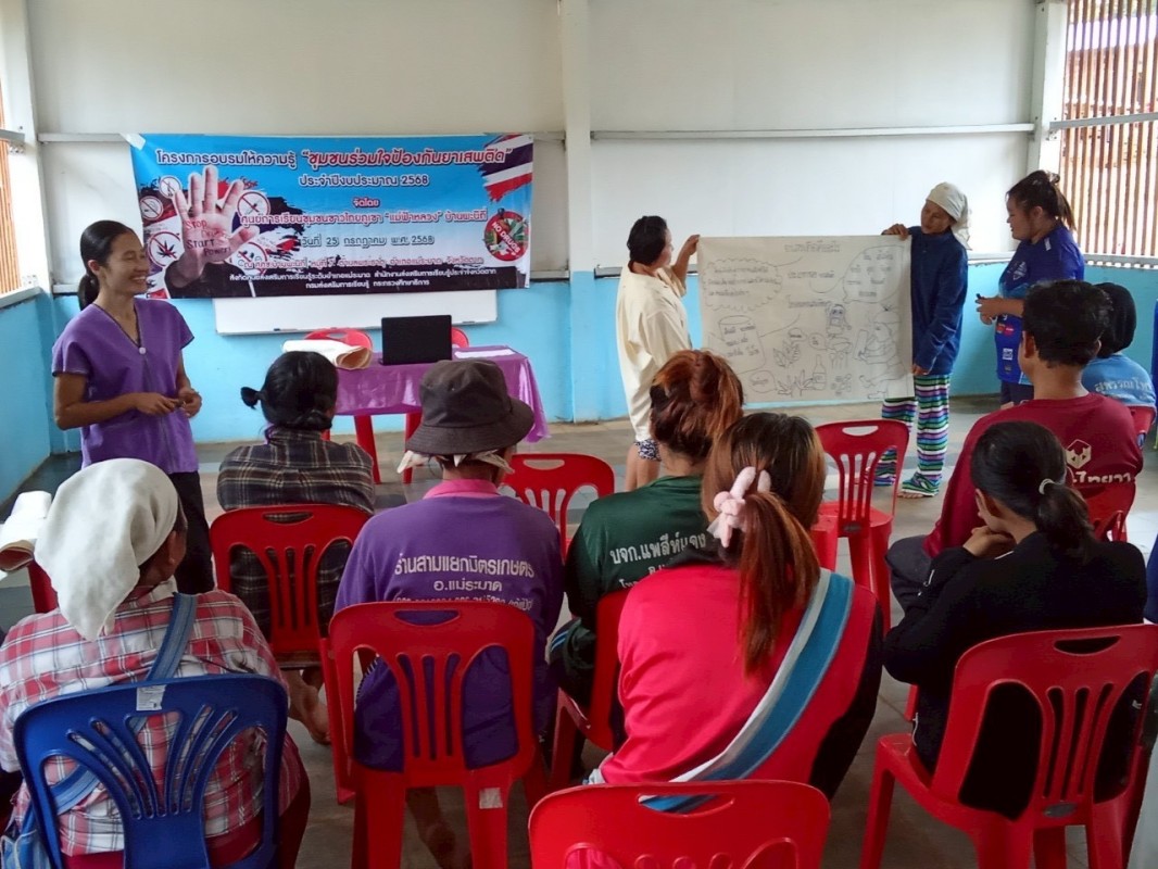 25 กรกฎาคม 2568 นายกัณตพงศ์ ฉลากมงคล ผช.จนท.สาธารณสุข สสช.บ้านห้วยกระทิง ร่วมเป็นวิทยากรอบรมโครงการ ชุมชนร่วมใจป้องกันยาเสพติด จัดโดย ศูนย์การเรียนรู้ชุมชนชาวไทยภูเขา“แม่ฟ้าหลวง”บ้านพะนิกรี