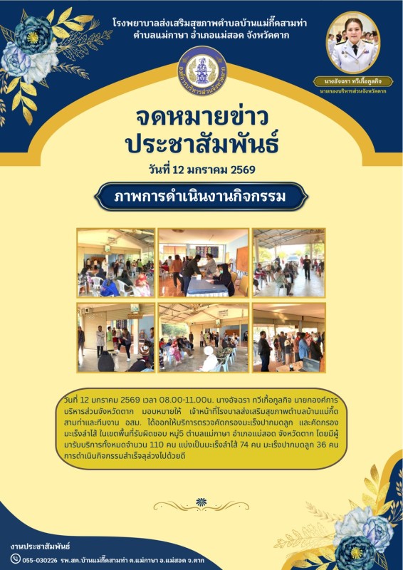 วันที่ 12 มกราคม 2569 (บ้านแม่กึ้ดสามท่า)