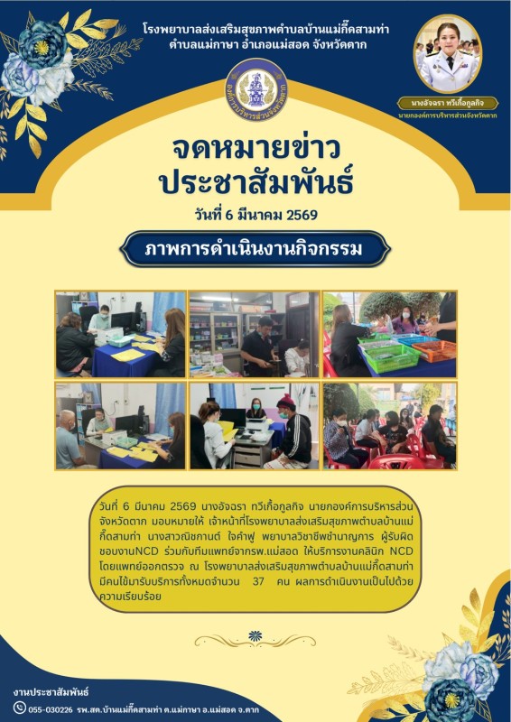 วันที่ 6 มีนาคม 2569 (บ้านแม่กึ้ดสามท่า)