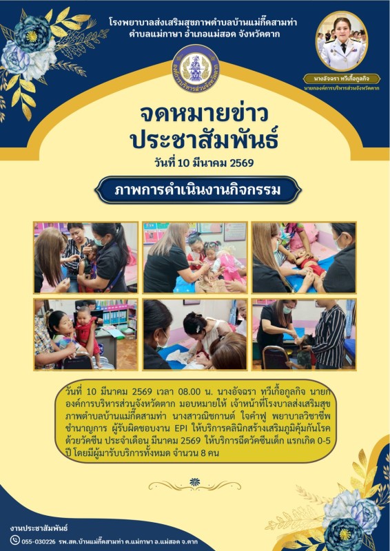 วันที่ 10 มีนาคม 2569 (บ้านแม่กึ้ดสามท่า)