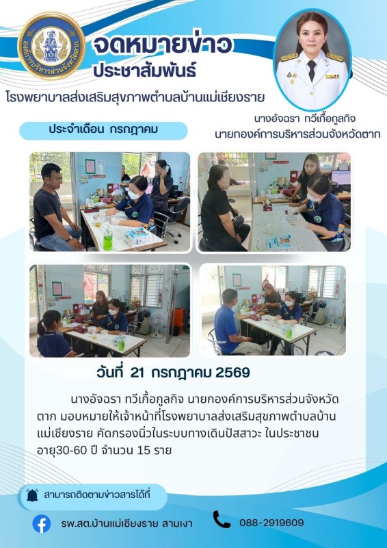 วันที่ 21 กรกฎาคม 2569 (บ้านแม่เชียงราย)