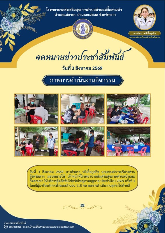 วันที่ 3 สิงหาคม 2569 (บ้านแม่กื้ดสามท่า)