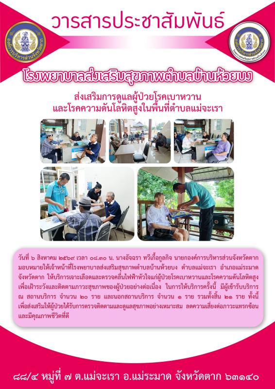 วันที่ 6 สิงหาคม 2569 (บ้านห้วยบง)