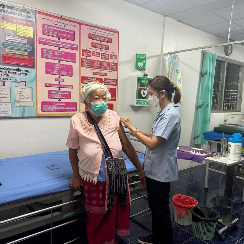 26/6/66 รพ.สต.บ้านสันป่าไร่ รณรงค์ฉีดวัคซีนป้องกันไข้หวัดใหญ่ กลุ่มเสี่ยงสิทธิ์เบิกได้ 9 ราย สรุปยอดรวม 157 ราย