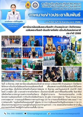 วันที่ 14 สิงหาคม 2569 (สอน. ต.แม่จะเรา)