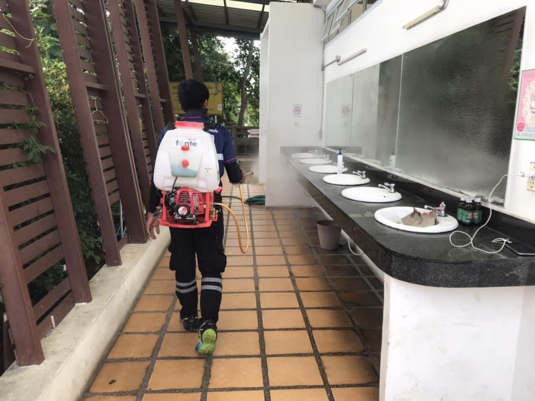 ดำเนินการทำความสะอาด ฉีดพ่นน้ำยาแอลกอฮอล์และเช็ดถูฆ่าเชื้อโรคประจำสัปดาห์