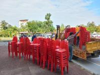 ดำเนินการจัดเตรียมสถานที่และทำความสะอาดฉีดพ่นน้ำยาแอลกอฮอร์ บริเวณห้องประชุมองค์การบริหารส่วนจังหวัดตาก เพื่อรองรับการฉีดวัคซีนป้องกันโรคติดเชื้อไวรัสโคโรนา 2019 (Moderna เข็มที่ 2)