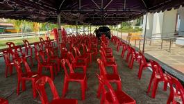 ดำเนินการจัดเตรียมสถานที่และทำความสะอาดฉีดพ่นน้ำยาแอลกอฮอร์ บริเวณห้องประชุมองค์การบริหารส่วนจังหวัดตาก เพื่อรองรับการฉีดวัคซีนป้องกันโรคติดเชื้อไวรัสโคโรนา 2019 (Moderna เข็มที่ 2)